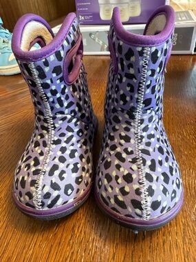 Bogs Kids Purple Leopard Print Boots